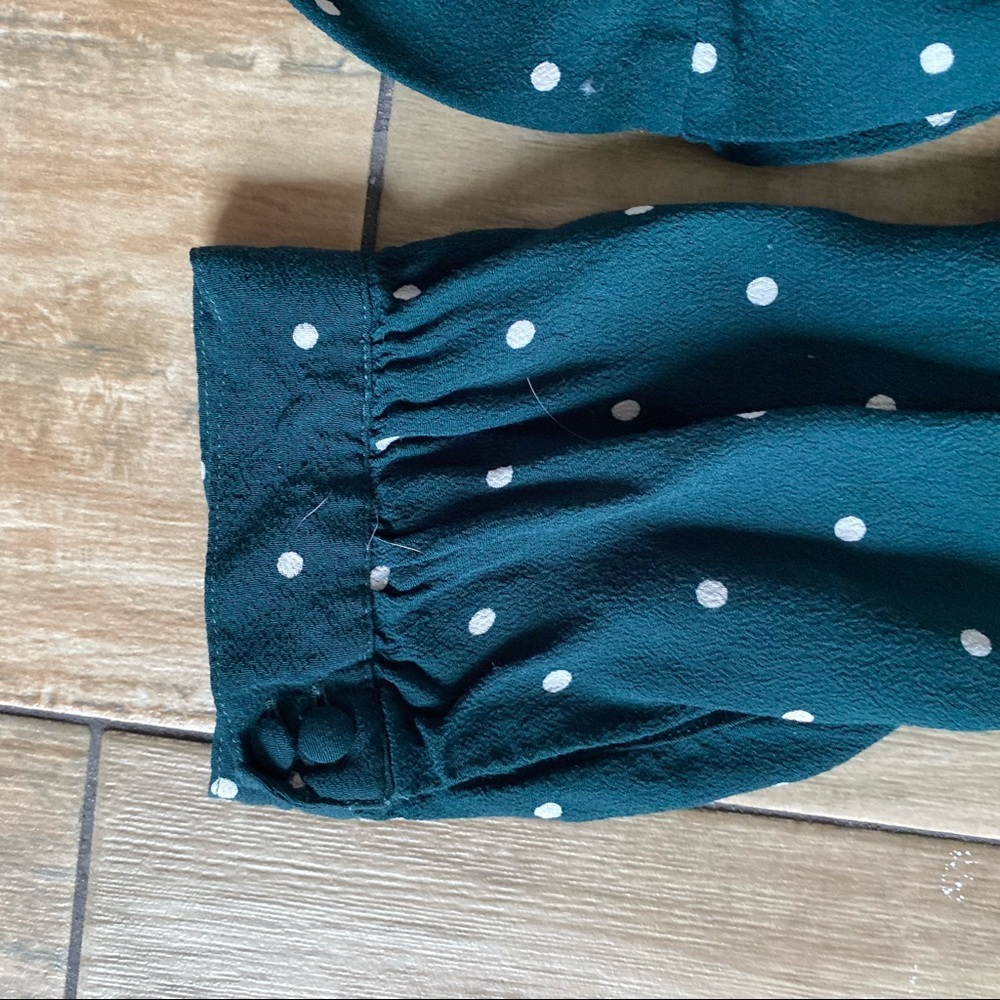 Madewell green polka dot surplice top size XS - Picture 6 of 7